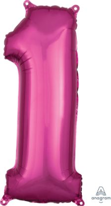 Picture of 26''Hot Pink Number 1 - Foil Balloon (helium-filled)