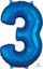 Picture of 26''Blue  Number 3 - Foil Balloon (helium-filled)