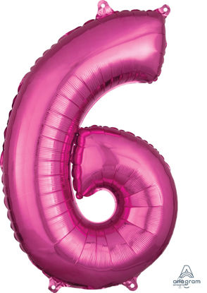 Picture of 26''Hot Pink Number 6 - Foil Balloon (helium-filled)