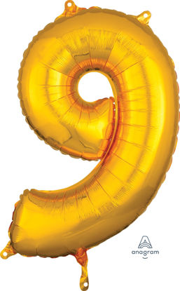Picture of 26'' Gold Number 9 - Foil Balloon (helium-filled)