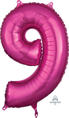 Picture of 26''Hot Pink Number 9 - Foil Balloon (helium-filled)