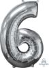 Picture of 26'' Silver Number 6 - Foil Balloon (helium-filled)