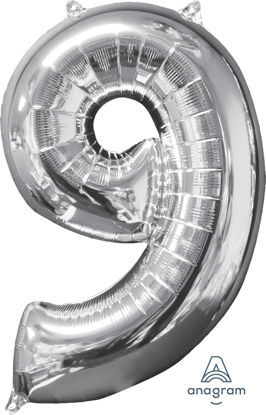 Picture of 26'' Silver Number 9 - Foil Balloon (helium-filled)