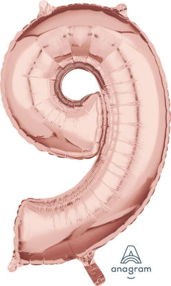Picture of 26'' Rose Gold Number 9 - Foil Balloon (helium-filled)