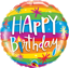 Picture of 18'' Birthday Rainbow Stripes Balloon (helium-filled)