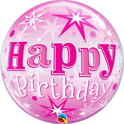Picture of 22″ Birthday Pink Starburst Sparkle Single Bubble  (helium-filled)