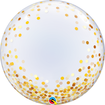 Picture of 24" Deco Bubble - Gold Confetti Dots  (helium-filled)
