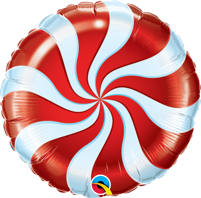 Picture of 18" Round Red Candy Swirl Foil Balloon (helium-filled)