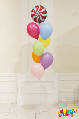 Picture of Festive Candy Swirl Balloon Bouquet of 9  (Helium)