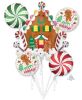 Picture of Gingerbread House & Holiday Cookies Balloon Bouquet (5 pc)