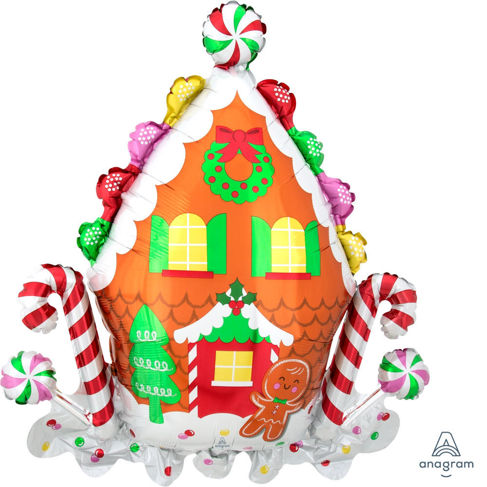 Picture of Gingerbread House & Holiday Cookies Balloon Bouquet (5 pc)
