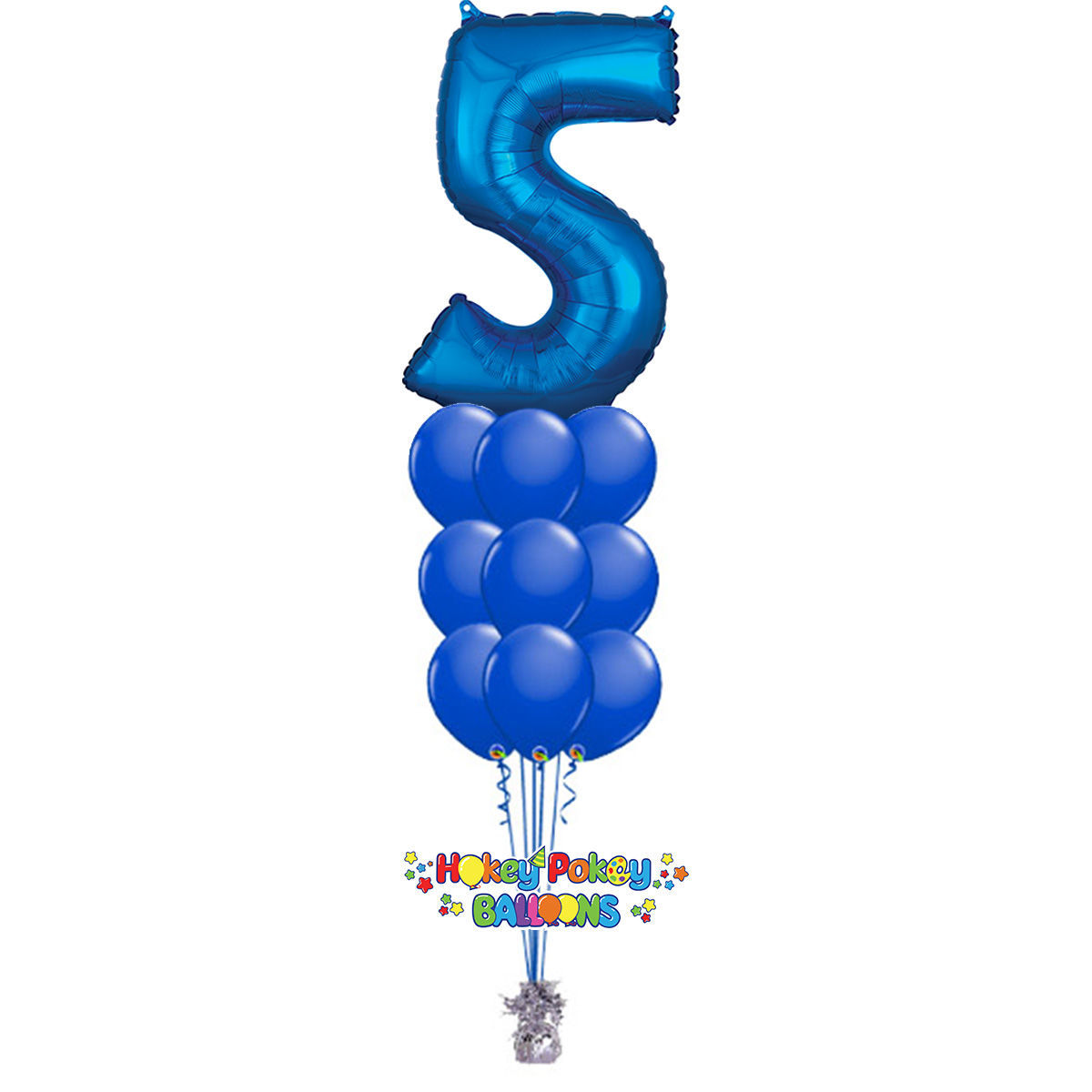 Picture of 11 Inch Helium Balloon Bouquet of 9  with foil Number on top