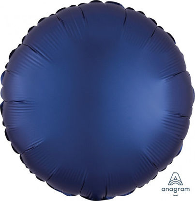 Picture of 18" Satin Luxe Circle Navy Blue Foil Balloon  (helium-filled)