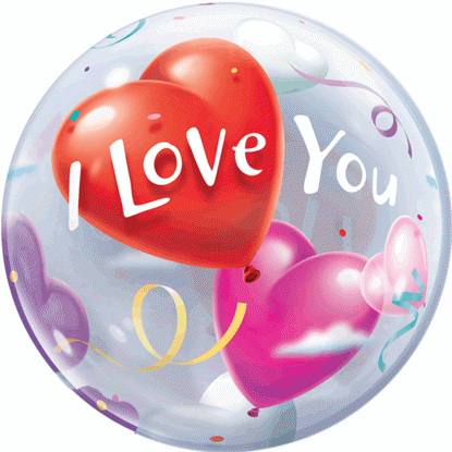 Picture of 22″ I Love You Heart Balloons - Single Bubble  (helium-filled)