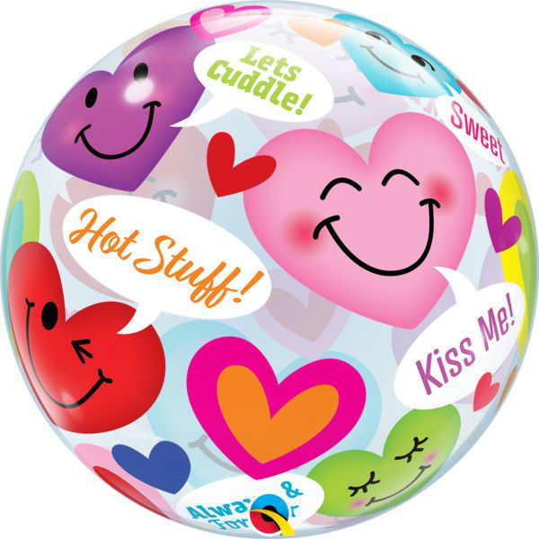 Picture of 22″ Valentine's  Conversation of Smiley Hearts - Single Bubble  Balloon (helium-filled)