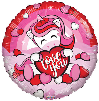 Picture of 18" Love You! Unicorn with Heart - Foil Balloon  (helium-filled)