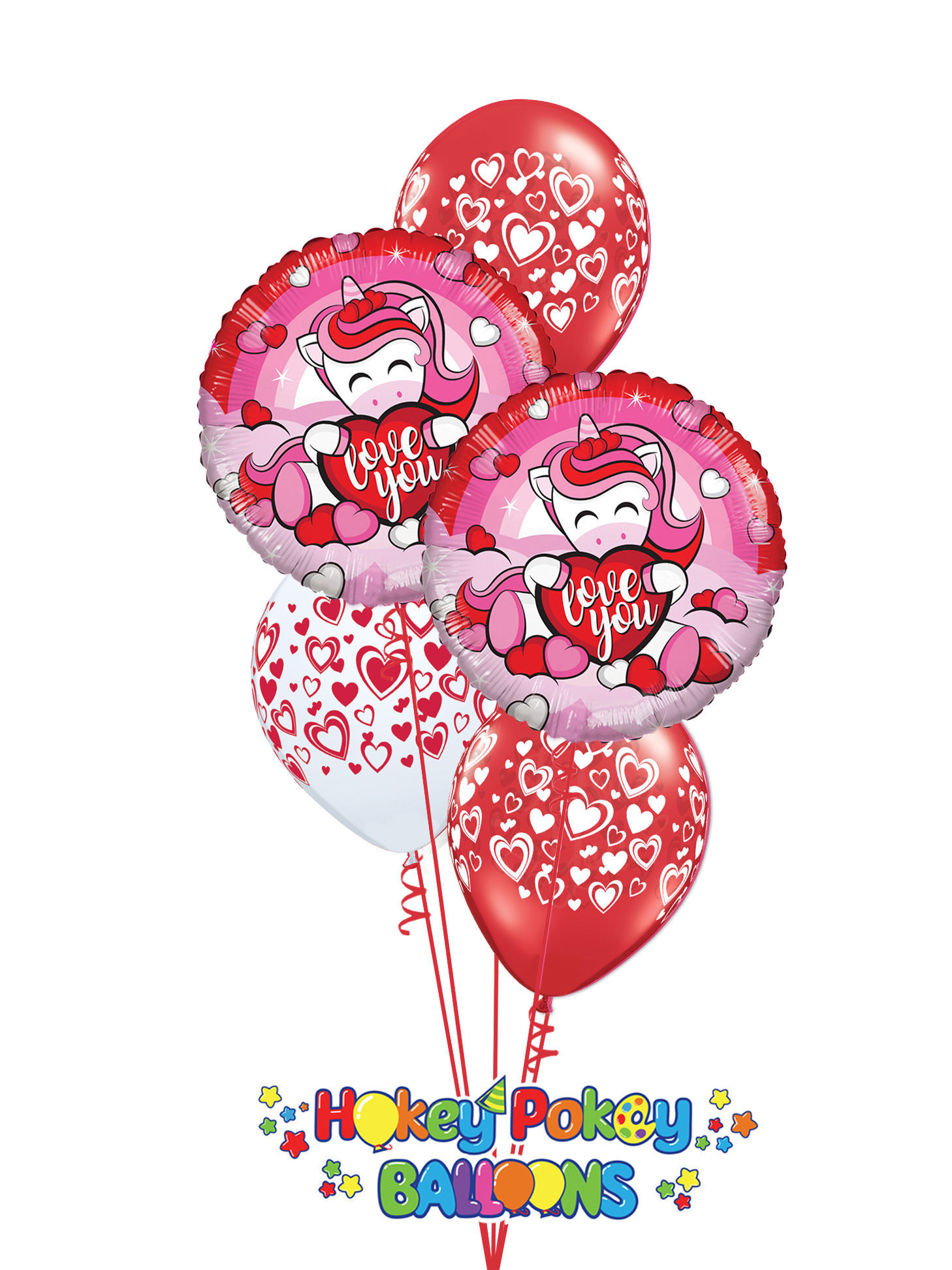 Picture of Double Hearts Valentine's Balloon Bouquet of 5