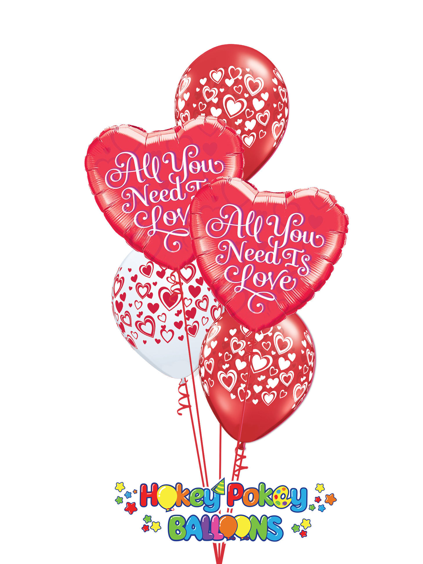 Picture of Double Hearts Valentine's Balloon Bouquet of 5