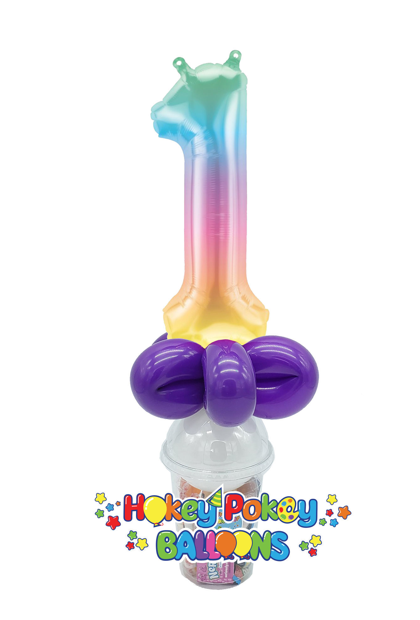 Picture of Custom Rainbow Number - Balloon Candy Cup