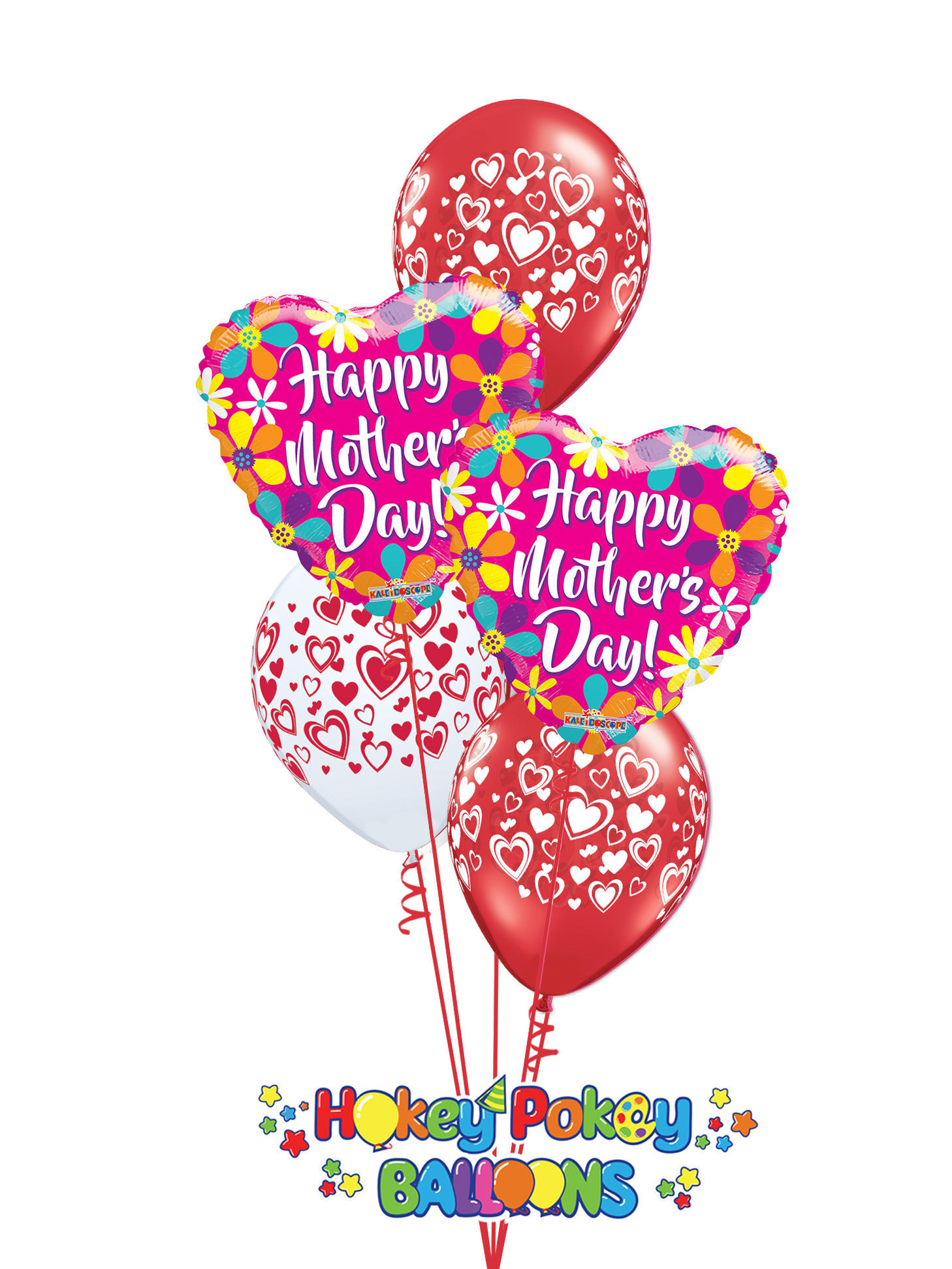 Picture of Double Hearts - Mother's Day Balloon Bouquet of 5