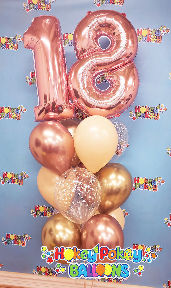 Picture of 11 Inch Helium Balloon Bouquet of 12  with 2 foil Numbers