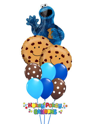 Picture of Cookie Monster Balloon Bouquet of 9 (helium filled)