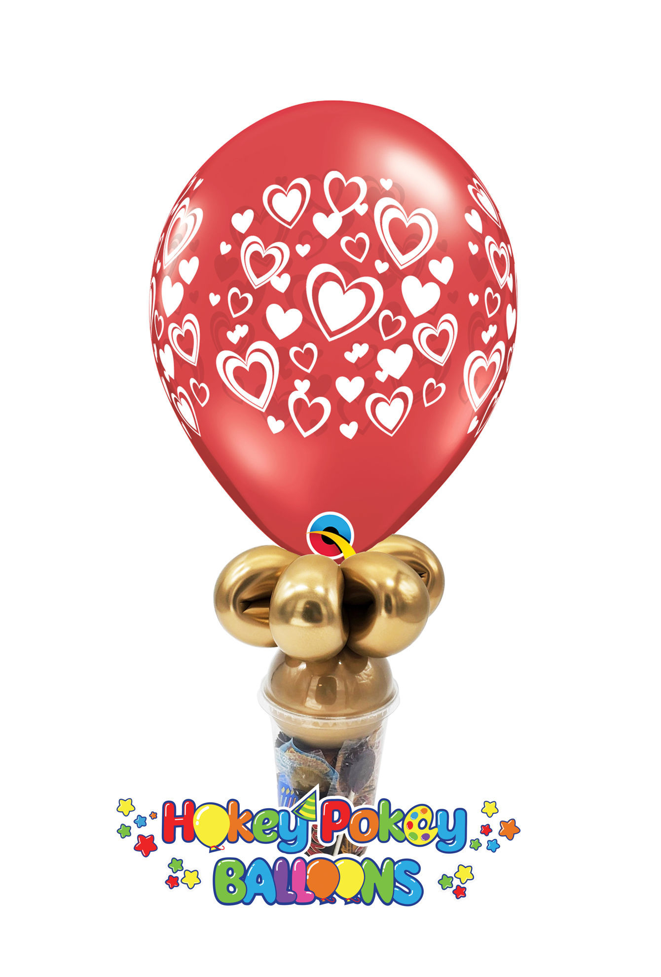 Picture of 11'' Double Hearts -  Balloon Candy Cup