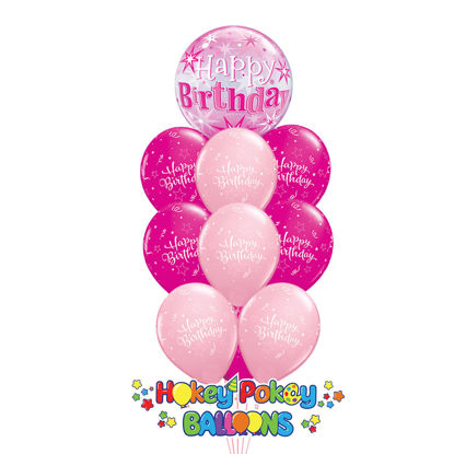 Picture of Shining Star Birthday Sparkle Bubble Deluxe - Balloon Bouquet of 10