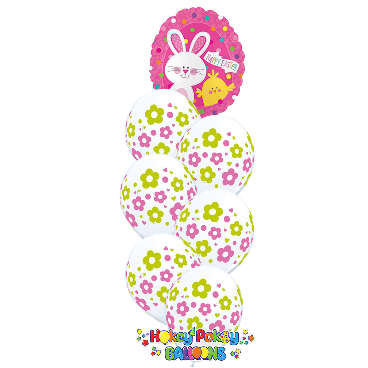 Picture of Happy Easter Bunny & Chick Balloon Bouquet of 7