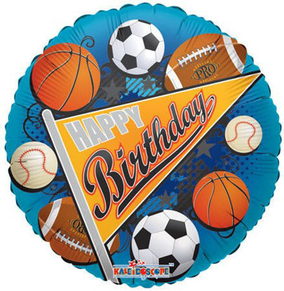 Picture of 18" Happy Birthday Sports Pennant Foil Balloon (helium-filled)