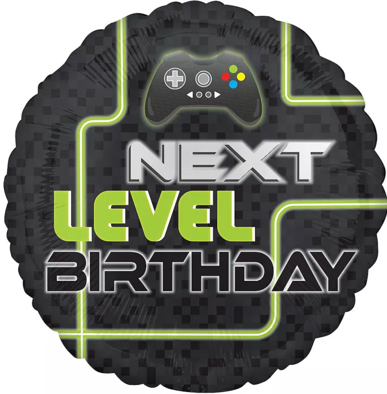 Picture of 18" Level Up Gaming Birthday Foil Balloon (helium-filled)
