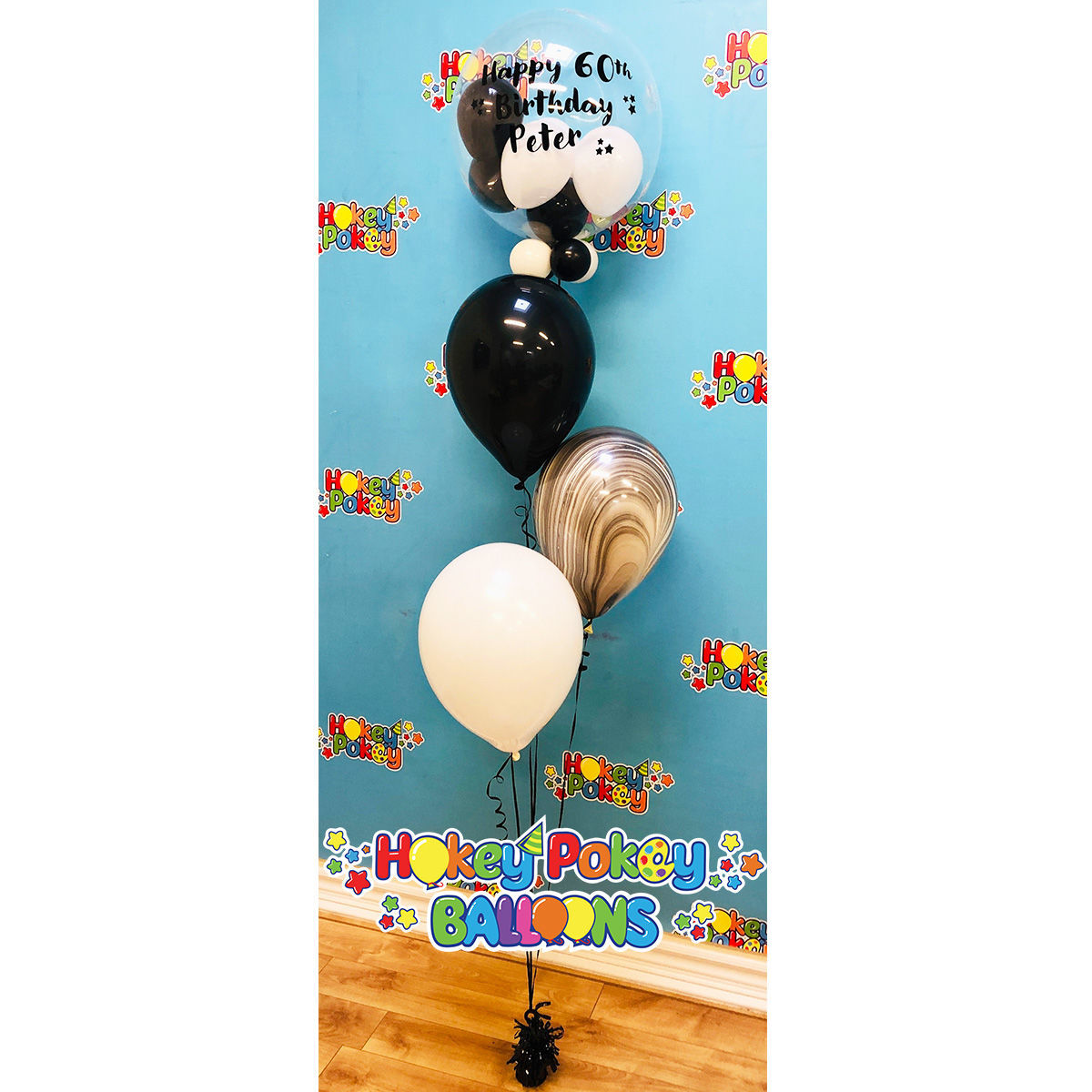 Picture of Personalized Birthday Balloon Bouquet with Clear stuffed Topper (4pc)