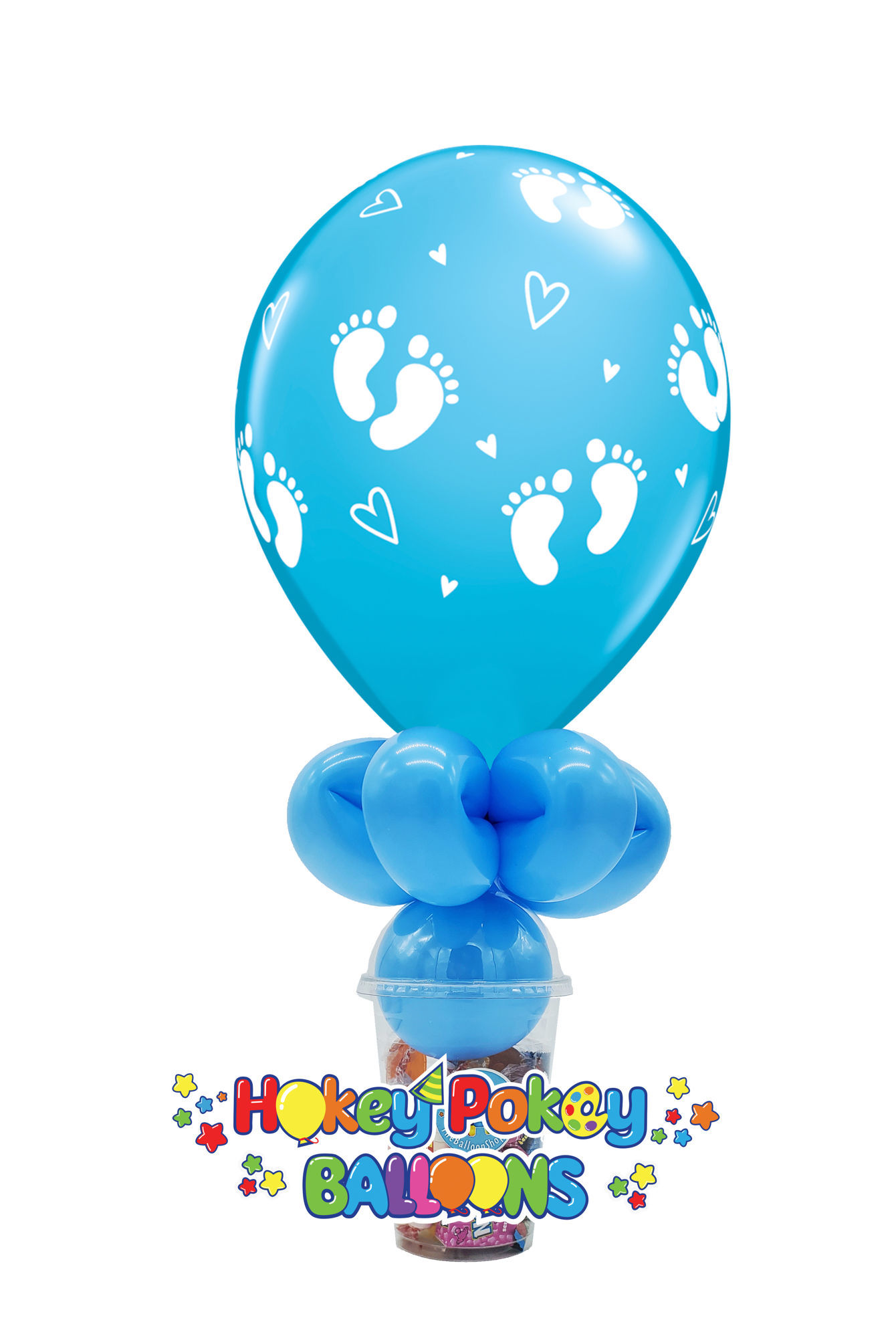 Picture of 11'' Baby Footprints and Hearts -  Balloon Candy Cup