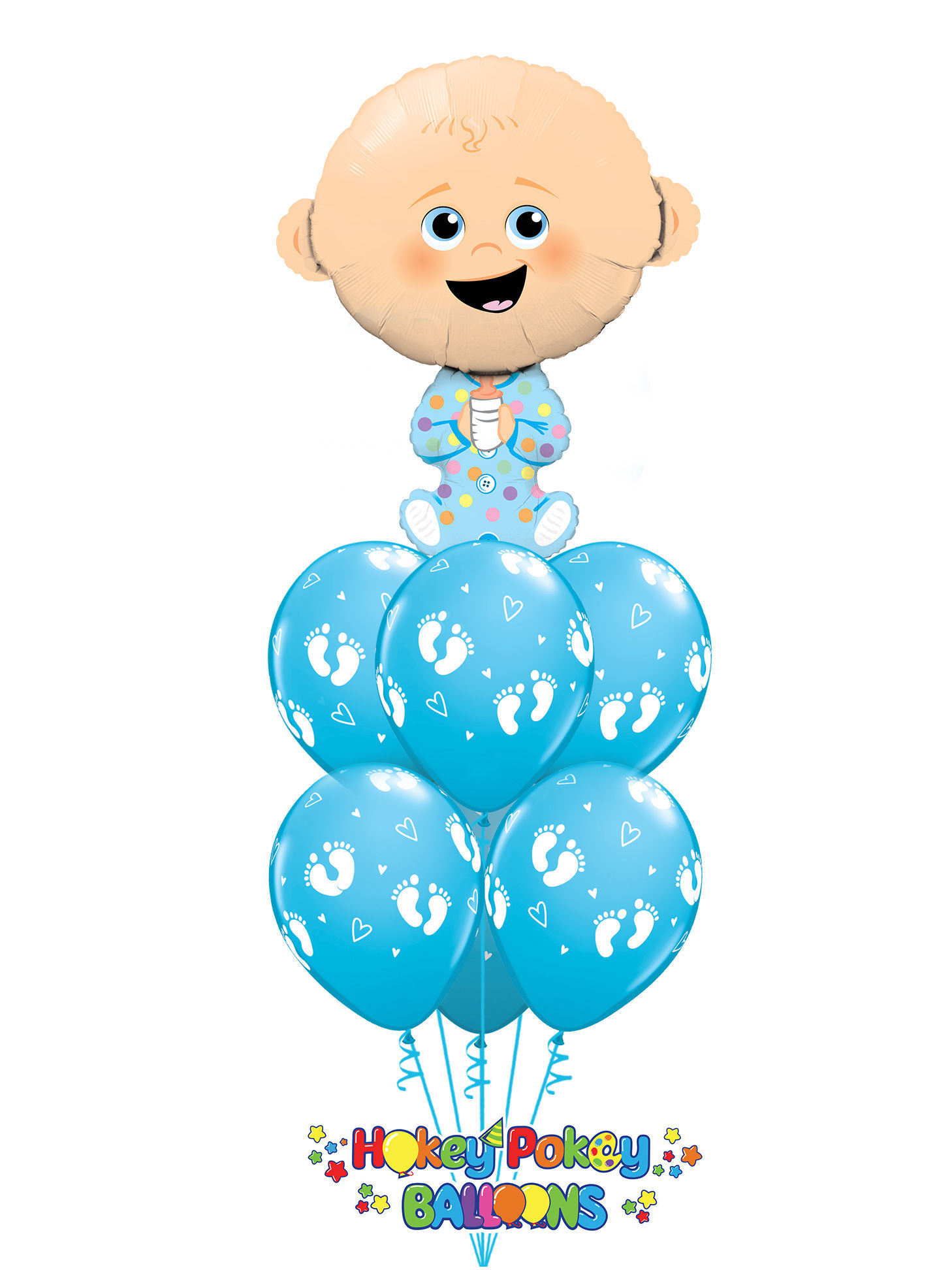 Picture of Baby Boy with Baby Foot Print - Balloon Bouquet