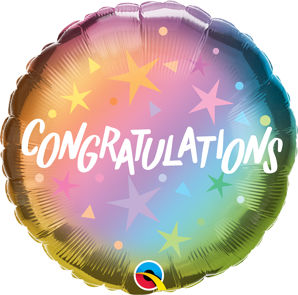 Picture of 18" Congratulations Ombre & Stars Foil Balloon  (helium-filled)