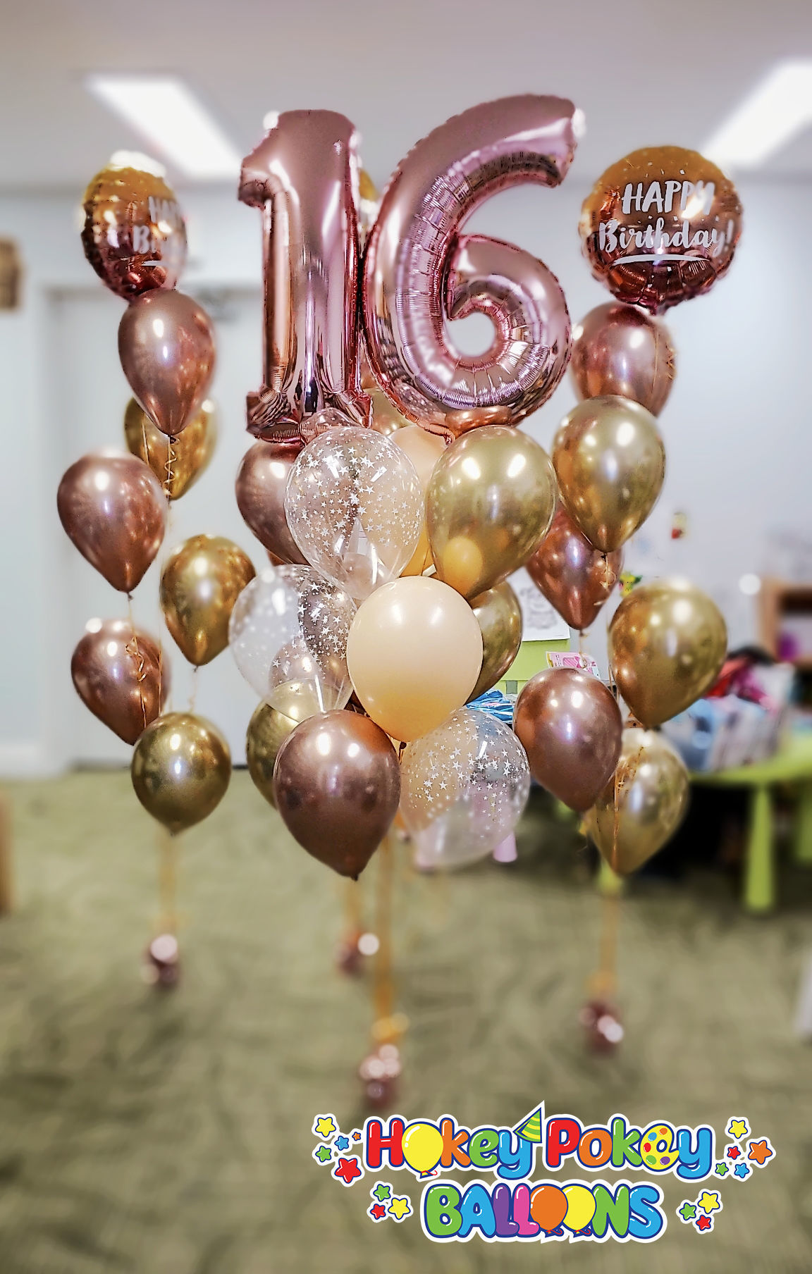 Picture of 11 Inch Helium Balloon Bouquet of 12  with 2 foil Numbers