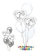 Picture of Entwined Silver Hearts - Balloon Bouquet of 5
