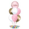 Picture of Blush Birthday with Gold Balloon Bouquet of 7
