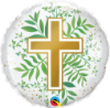 Picture of 18" Golden Cross & Greenery Foil Balloon (helium-filled)