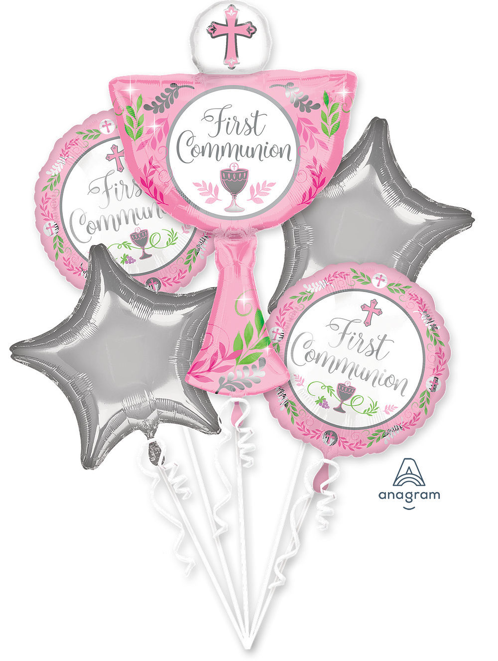 Picture of Girl's First Communion Day Balloon Bouquet (5 pc)