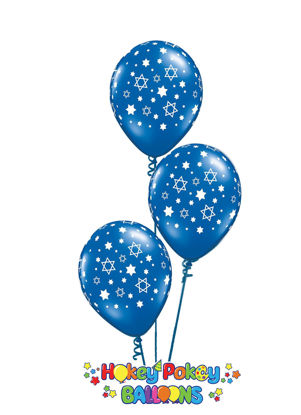 Picture of 11'' Star of David Sapphire Blue Balloon Bouquet (up to 13 balloons)