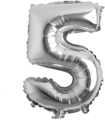 Picture of 16" Silver Foil Balloon -  Number 5 (air-filled)