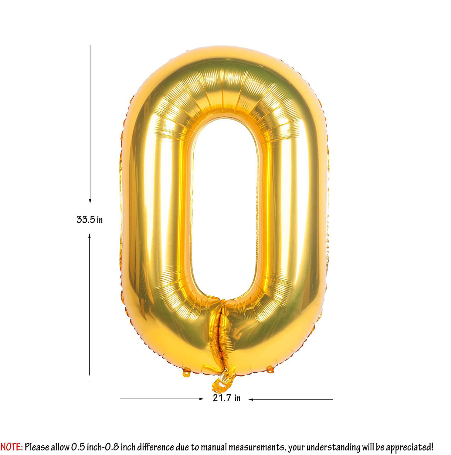 Picture of 34'' Foil Balloon Number 0 - Gold (helium-filled)