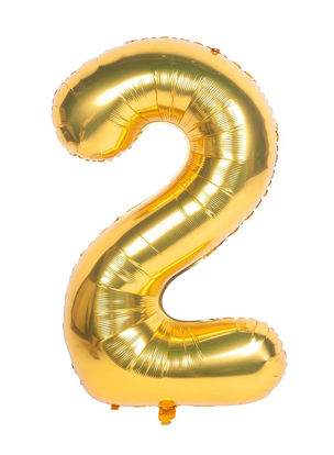 Picture of 34'' Foil Balloon Number 2 - Gold (helium-filled)