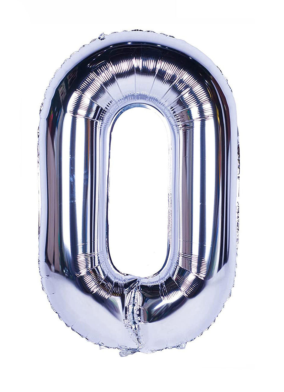 Picture of 34'' Foil Balloon Number 0 - Silver (helium-filled)