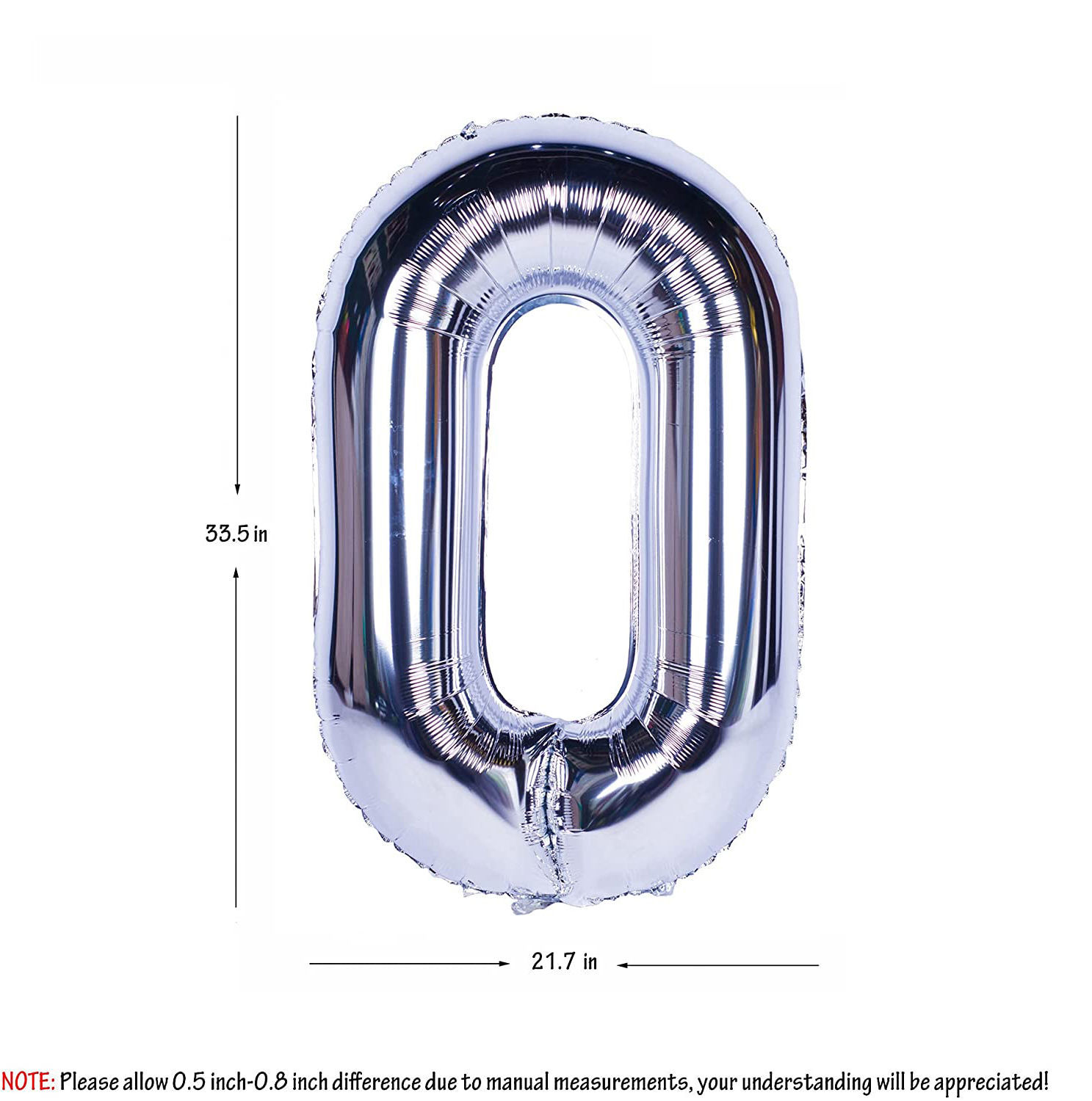 Picture of 34'' Foil Balloon Number 0 - Silver (helium-filled)
