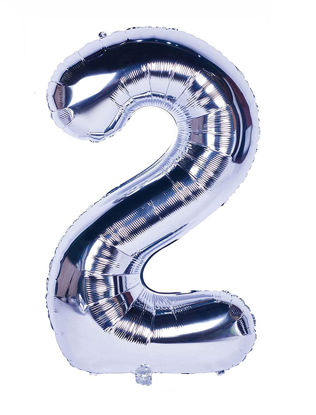 Picture of 34'' Foil Balloon Number 2 - Silver (helium-filled)