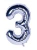 Picture of 34'' Foil Balloon Number 3 - Silver (helium-filled)
