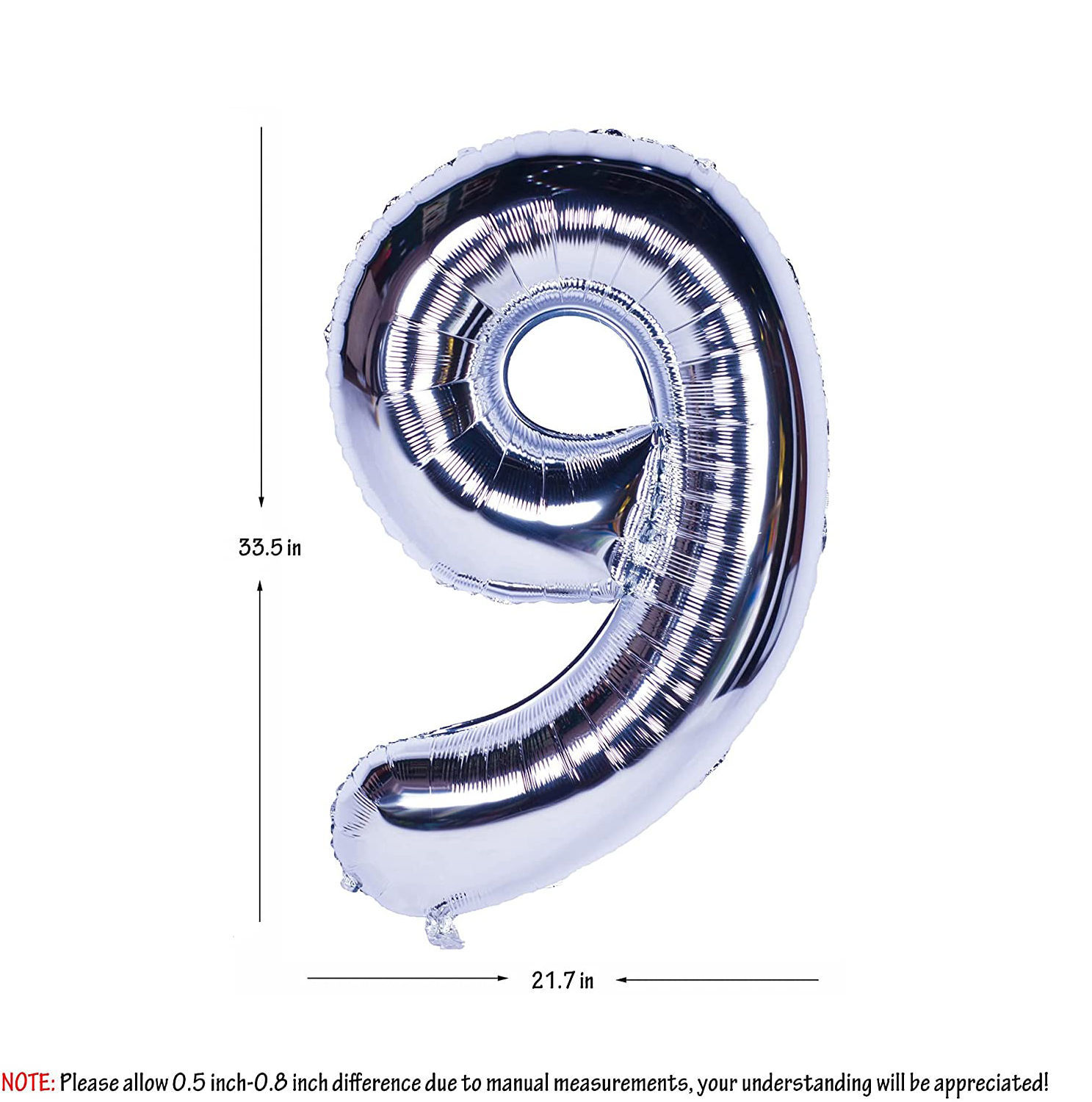 Picture of 34'' Foil Balloon Number 9 - Silver (helium-filled)