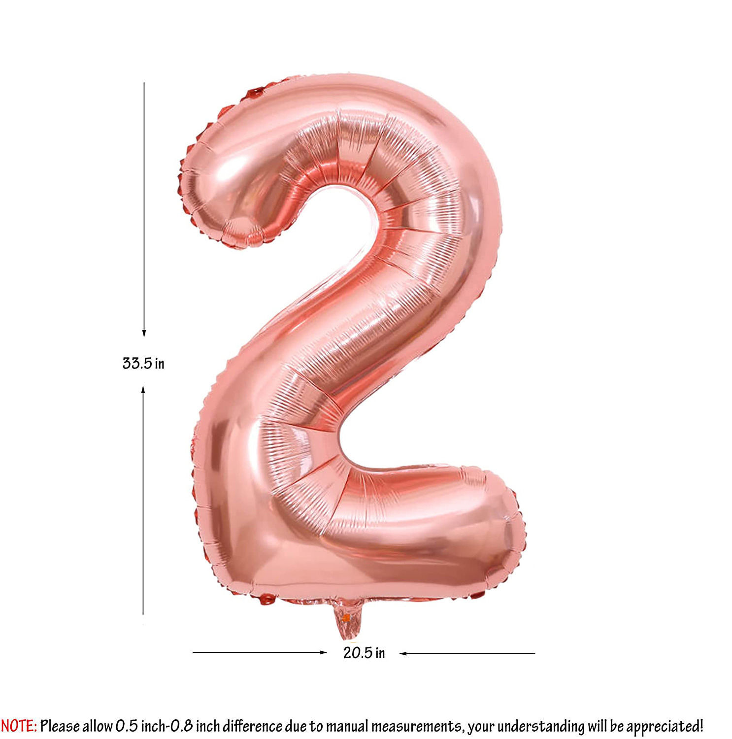 Picture of 34'' Foil Balloon Number 2 - Rose Gold (helium-filled)
